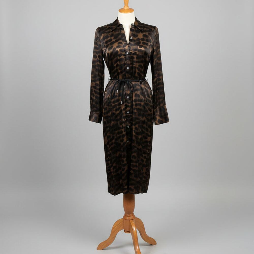 Rails leopard black and brown satin Anina dress, Size XS, NEW WITH TAGS!